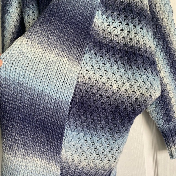 Cardigan Sweaters Blue White Navy Seas Combo Cardigan - S Knit Boho Oversized - Picture 6 of 7